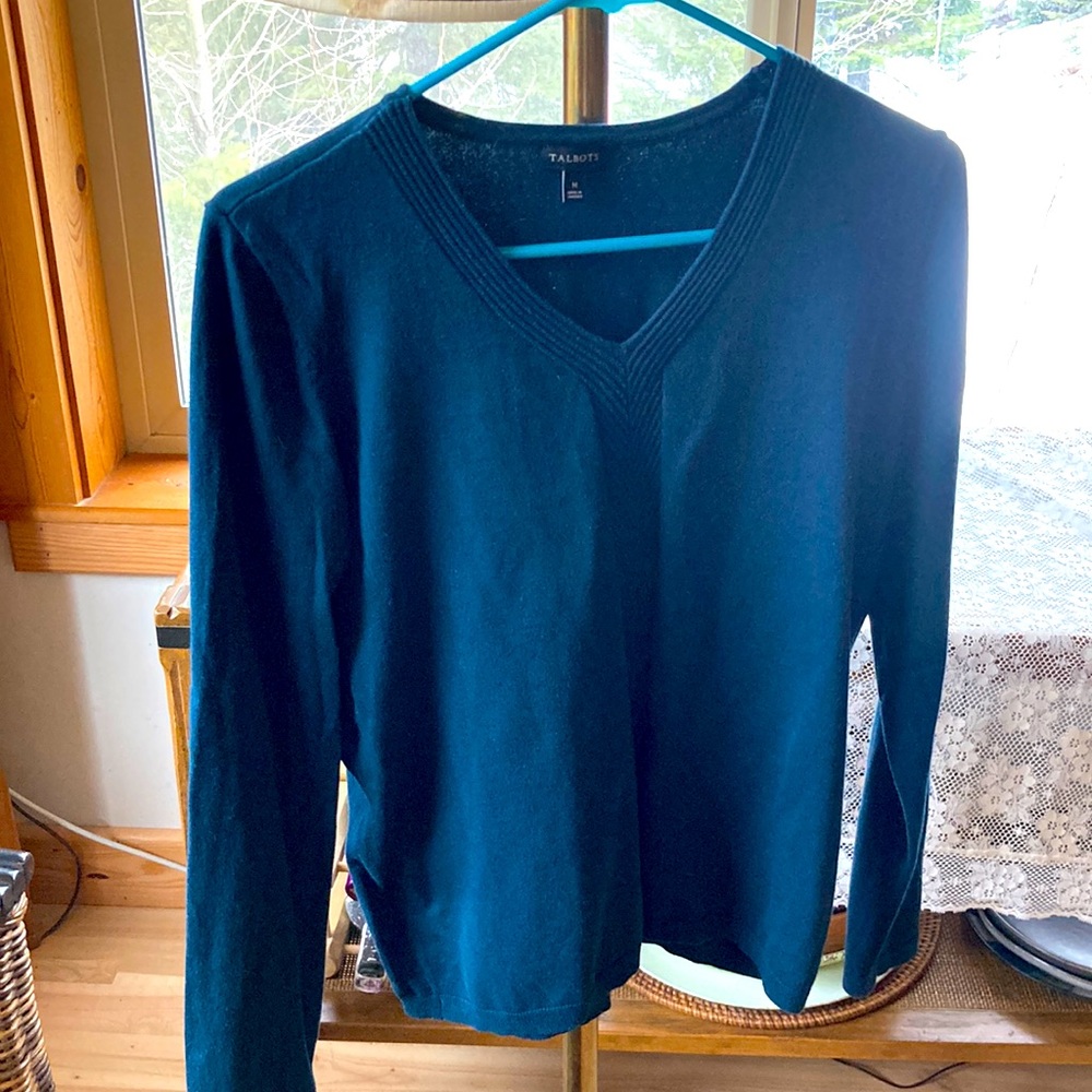Talbots Medium Blue/Green Cotton Top